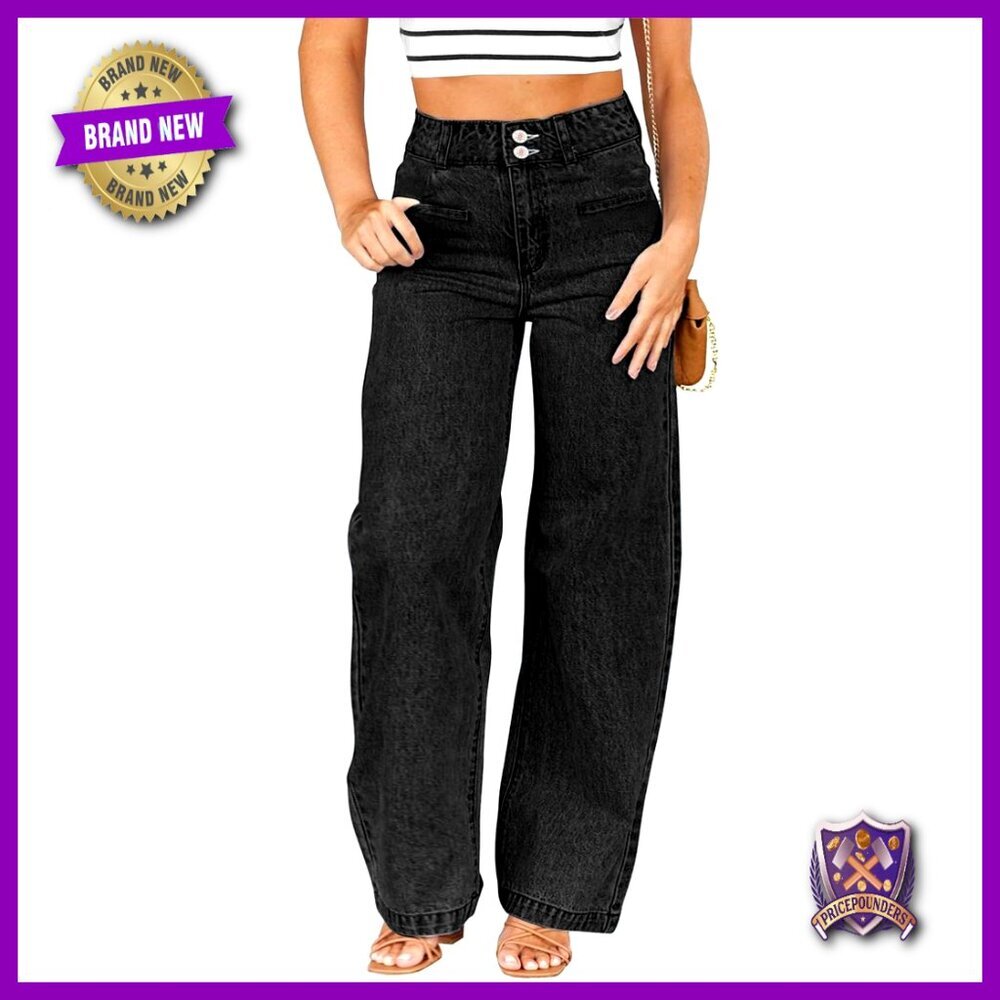 Plus Size High Waisted Wide Leg Stretch Jeans Tummy Control Straight Leg